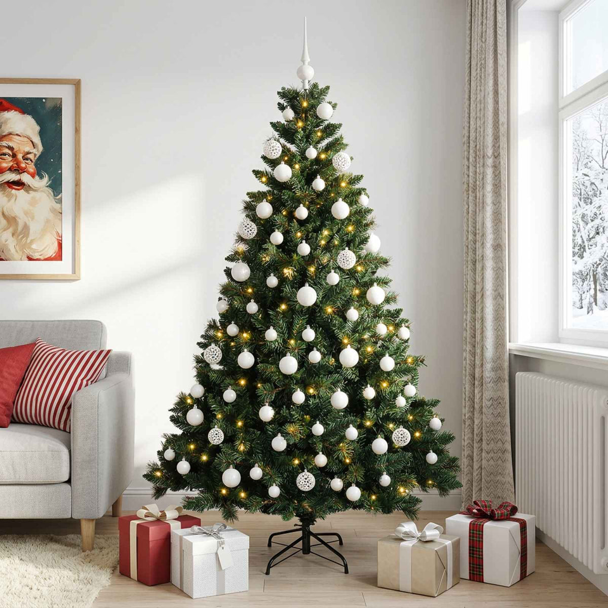 Kunstkerstboom met Ballen 180 cm 300 LED's Warmwit is nu te koop bij PeponiXL, paradijselijk wonen!