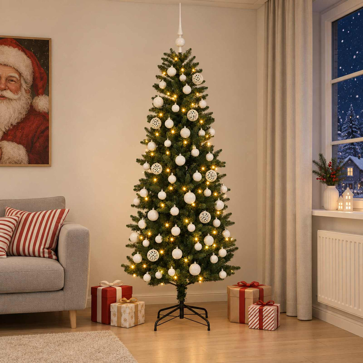 Kunstkerstboom met Ballen 180 cm 300 LED's Warmwit PE en PVC is nu te koop bij PeponiXL, paradijselijk wonen!