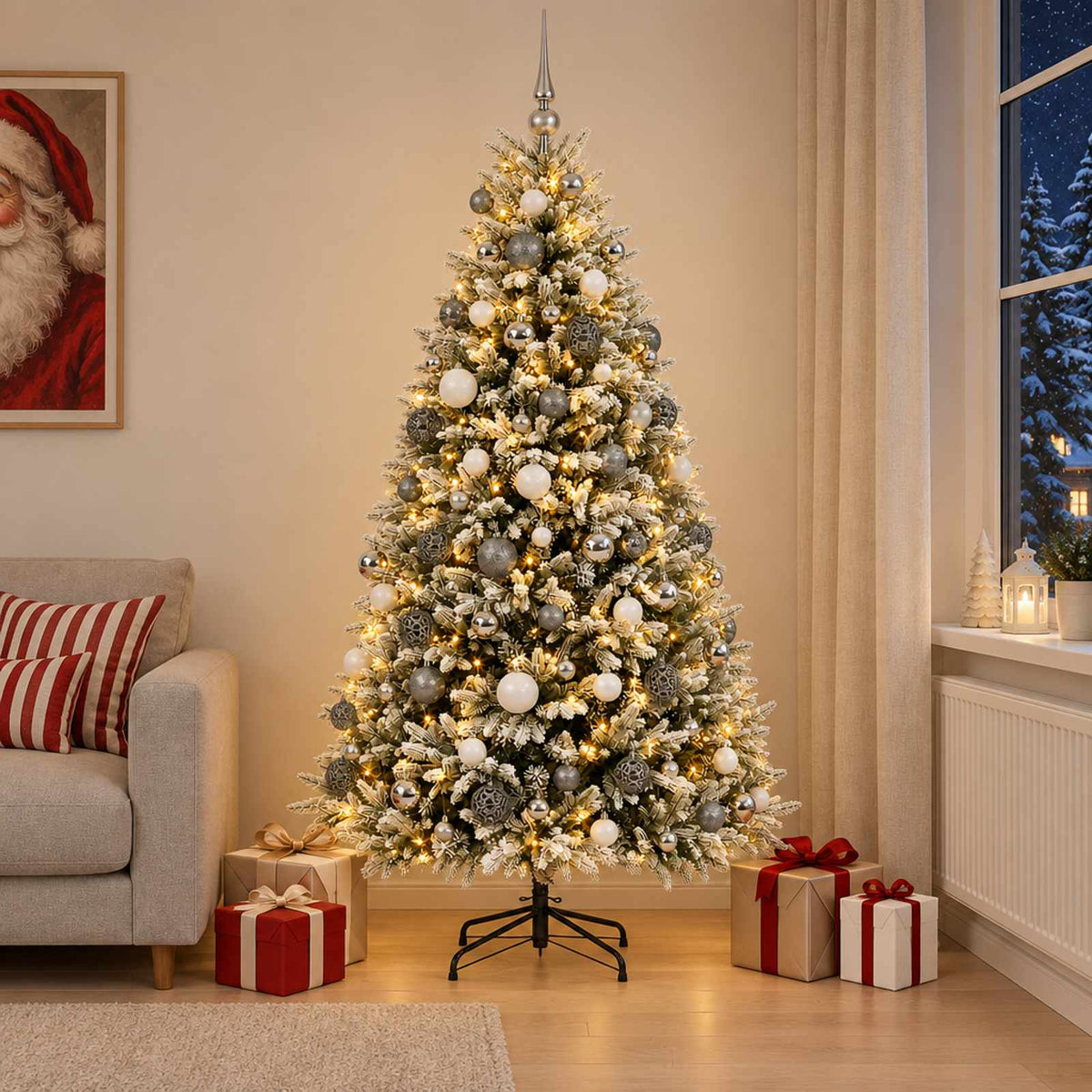 Kunstkerstboom met Ballen 210 cm 300 LED's Warmwit is nu te koop bij PeponiXL, paradijselijk wonen!