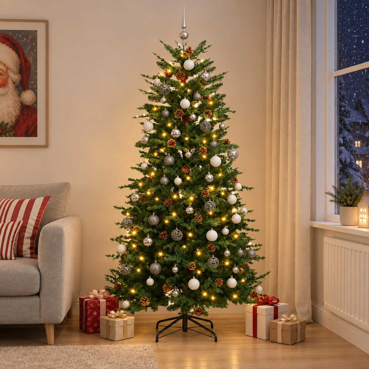 Kunstmatige Inklapbare Kerstboom 180 cm 300 LED's Warmwit is nu te koop bij PeponiXL, paradijselijk wonen!