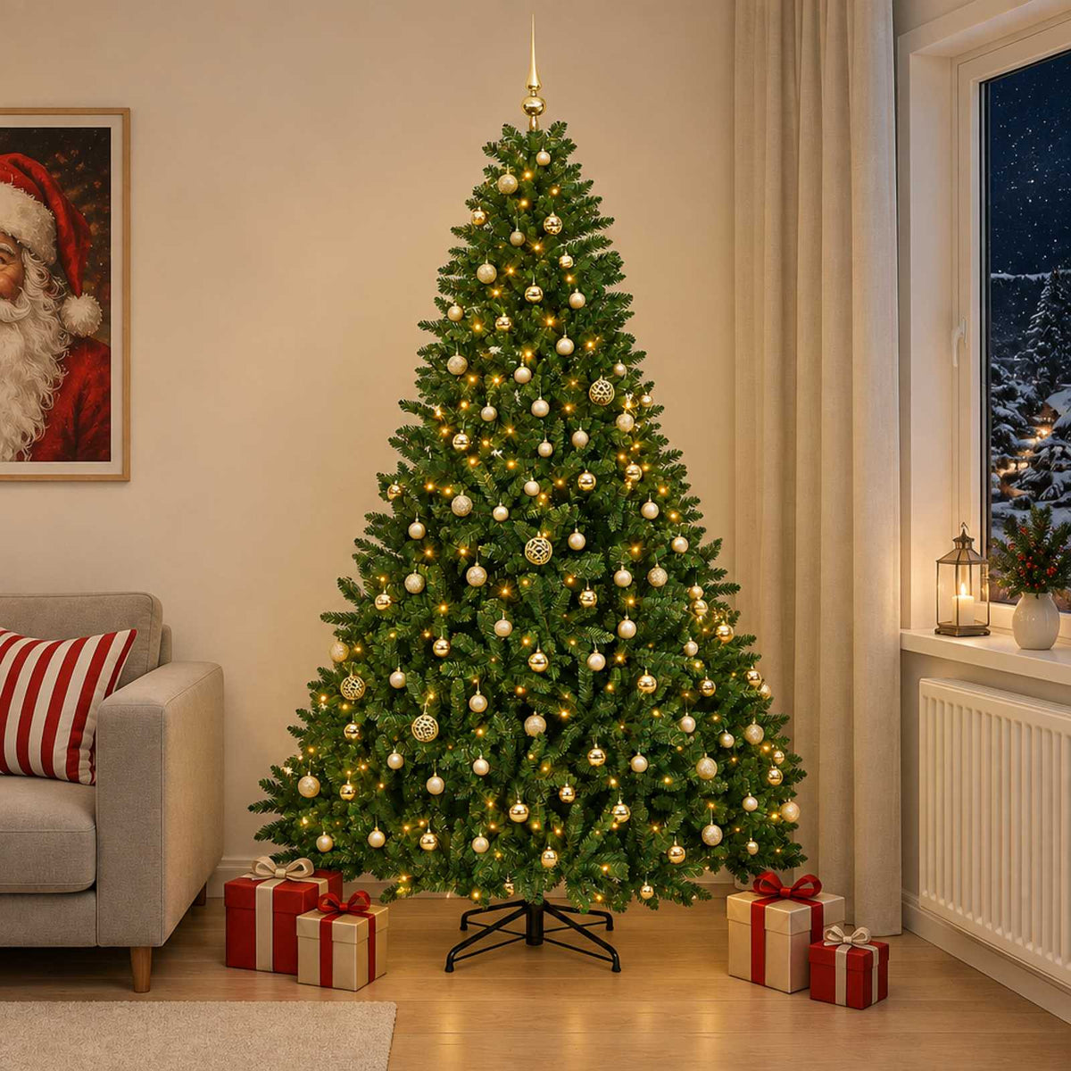 Kunstkerstboom lichtgroen met kerstballen 270 cm 600 LED's is nu te koop bij PeponiXL, paradijselijk wonen!