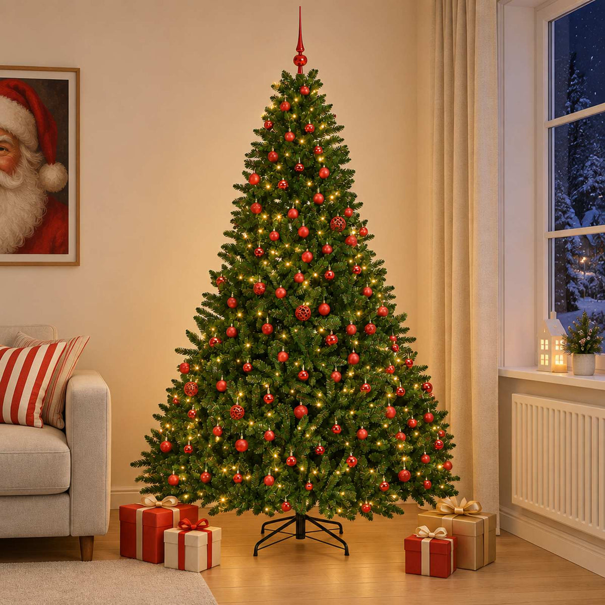 Kunstkerstboom lichtgroen met kerstbal 270 cm 600 LED's Warmwit is nu te koop bij PeponiXL, paradijselijk wonen!