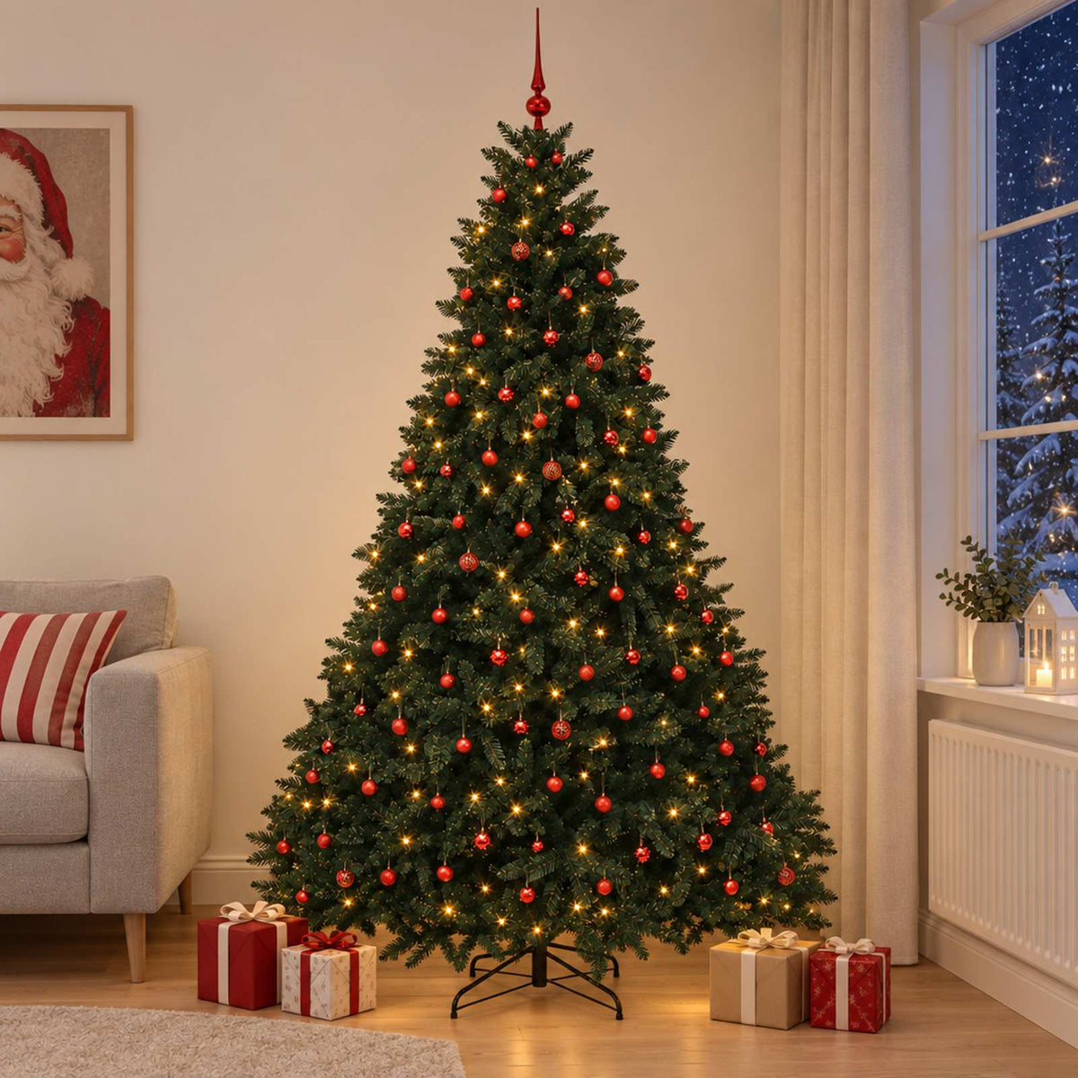 Kunstkerstboom donkergroen met kerstballen 300 cm 600 LED's is nu te koop bij PeponiXL, paradijselijk wonen!