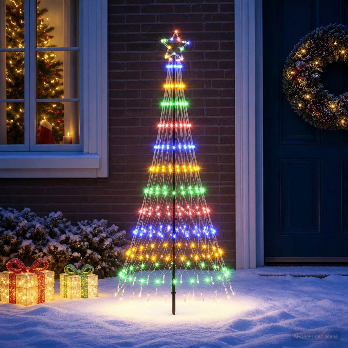 LED Kerstboom 180 cm 230 LED's Meerkleurig IJzer Zwart is nu te koop bij PeponiXL, paradijselijk wonen!