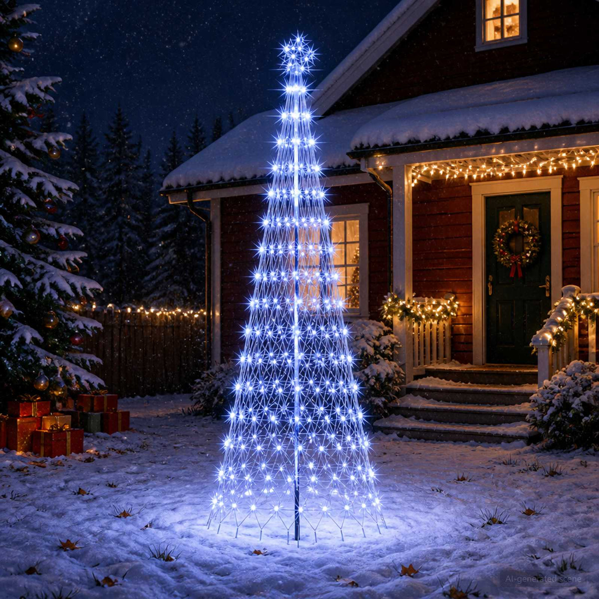 LED Kerstboom 300 cm 350 LED's Blauw IJzer Zwart is nu te koop bij PeponiXL, paradijselijk wonen!