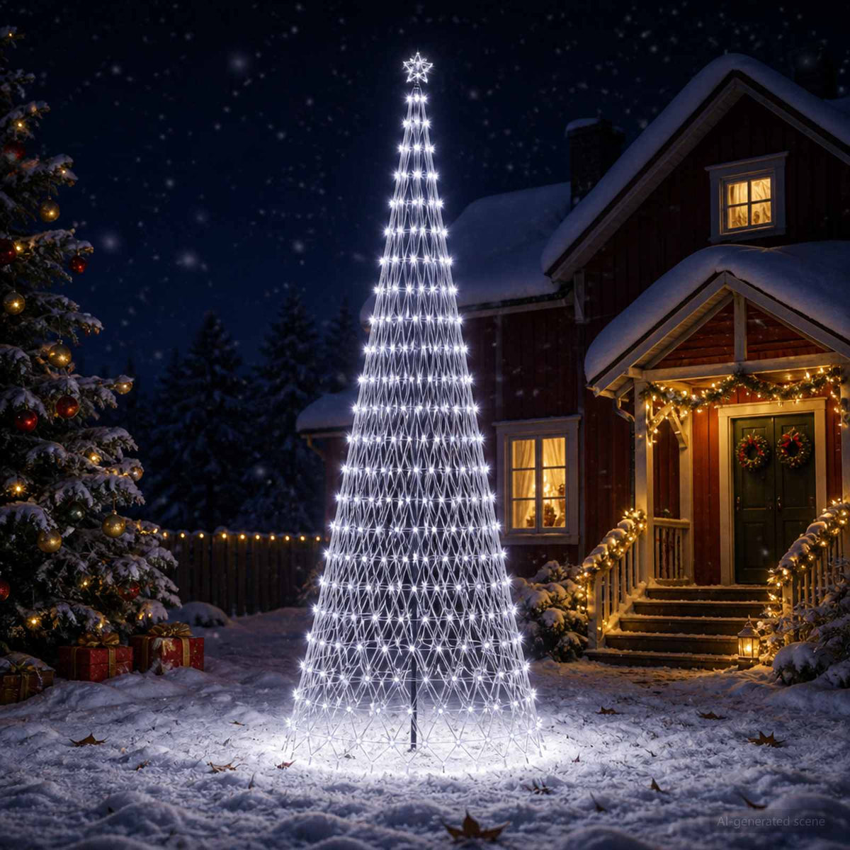 LED Kerstboom 400 cm 450 LED's Koudwit IJzer Zwart is nu te koop bij PeponiXL, paradijselijk wonen!