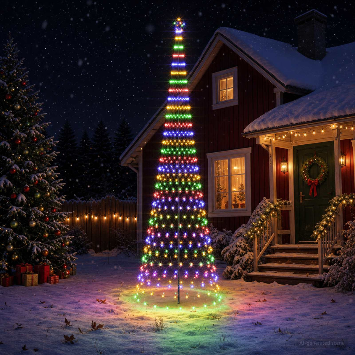 LED Kerstboom 500 cm 550 LED's Meerkleurig IJzer Zwart is nu te koop bij PeponiXL, paradijselijk wonen!