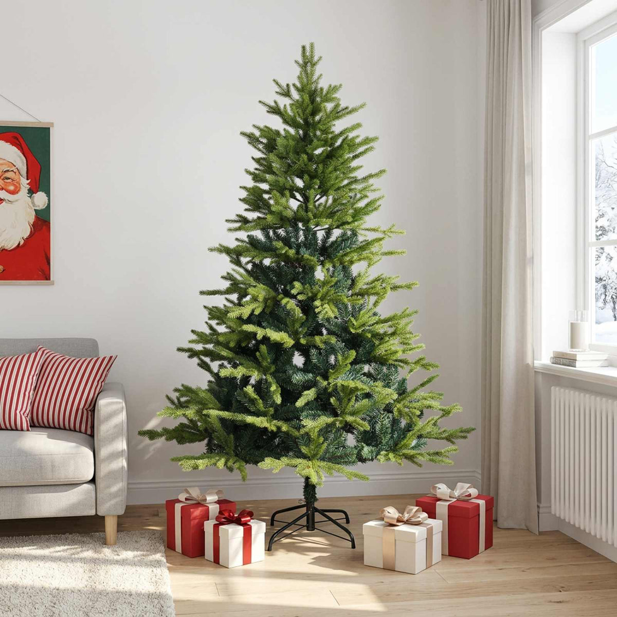 Kunstmatige Inklapbare Kerstboom 240 cm PVC en Metaal Groen is nu te koop bij PeponiXL, paradijselijk wonen!