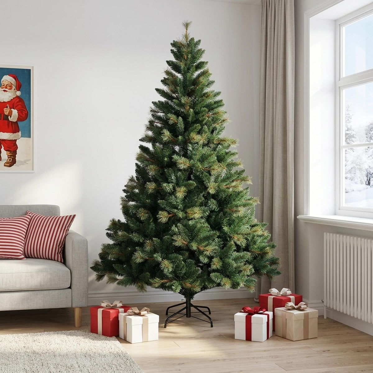 Kunstmatige Inklapbare Kerstboom 240 cm PVC en Metaal Groen is nu te koop bij PeponiXL, paradijselijk wonen!