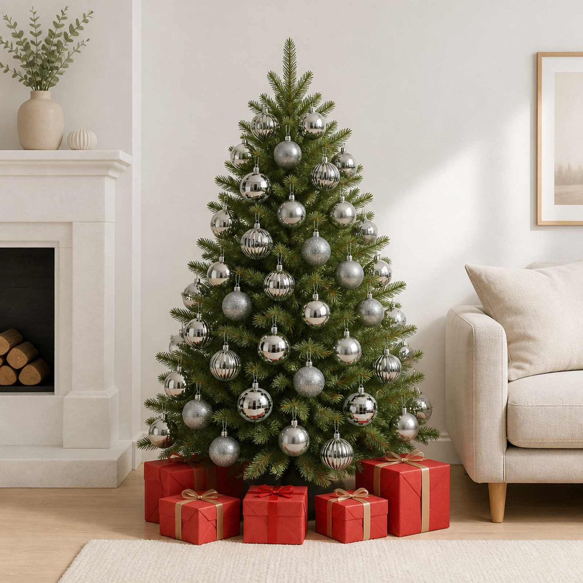 Kerstballen set 50 st Grijs 8 cm Polystyreen is nu te koop bij PeponiXL, paradijselijk wonen!