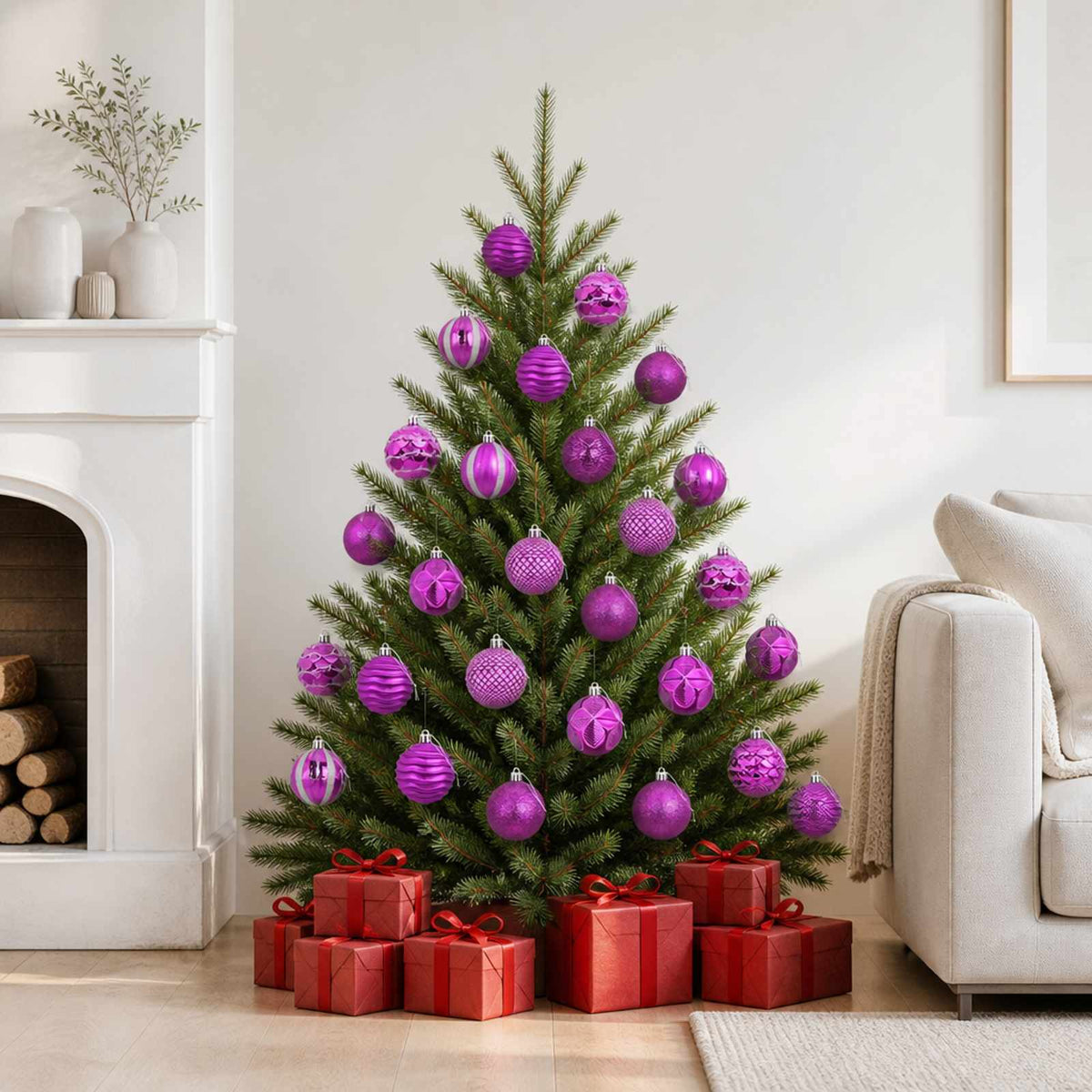Kerstballen set 36 st Lila 6 cm Polystyreen is nu te koop bij PeponiXL, paradijselijk wonen!