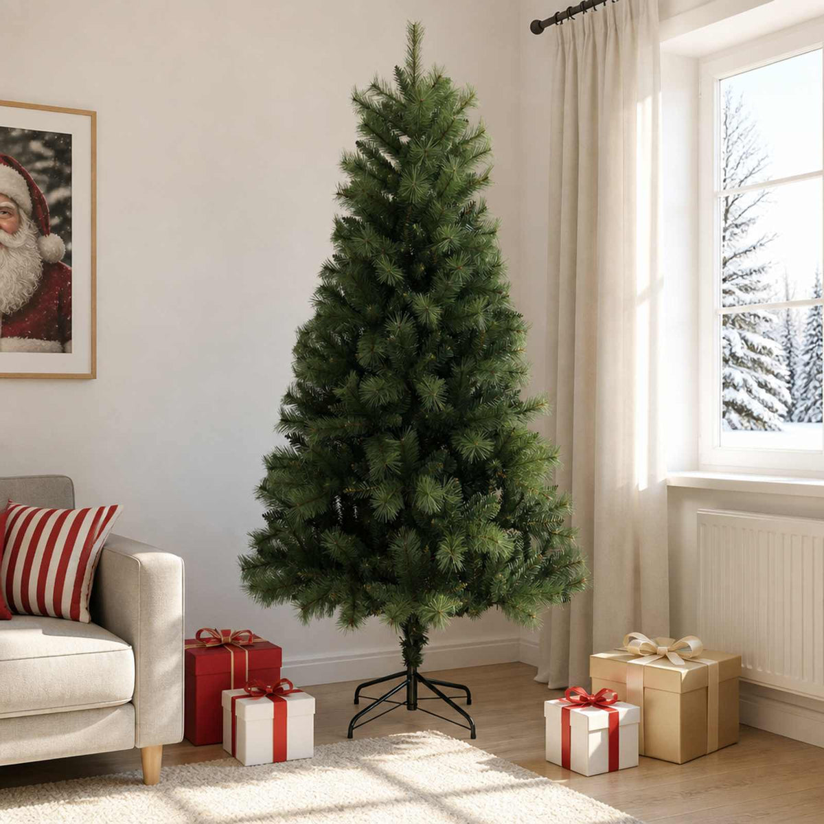 Kunstmatige Inklapbare Kerstboom 240 cm PVC en Metaal Groen is nu te koop bij PeponiXL, paradijselijk wonen!