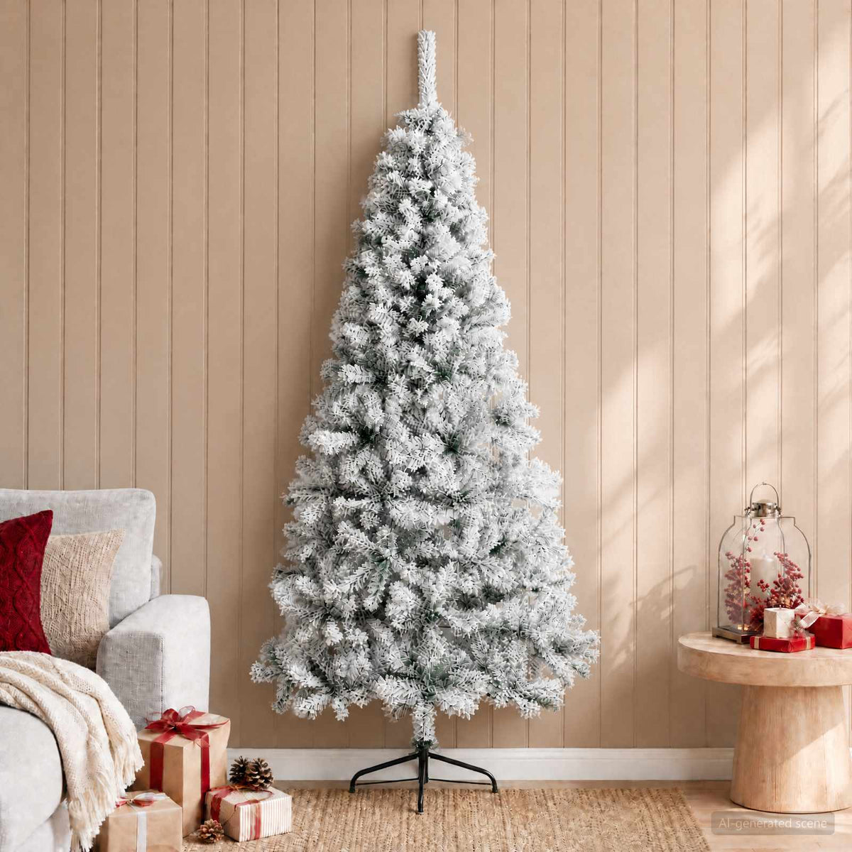 Kunstkerstboom 180 cm PVC en staal Groen en Wit is nu te koop bij PeponiXL, paradijselijk wonen!