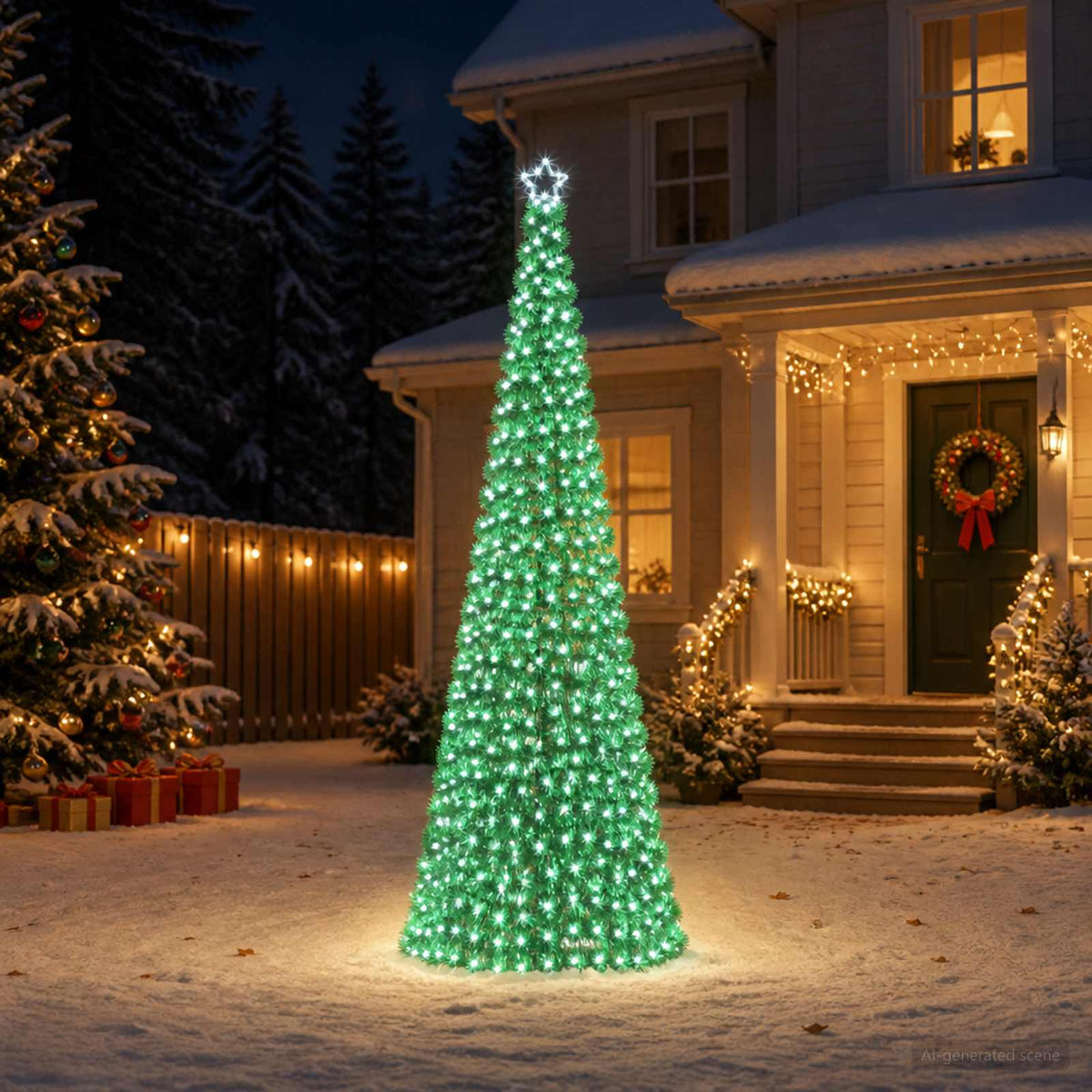vidaXL Led-kerstboom met tinsel en grondpen EKENAS 300 cm 475 LED's