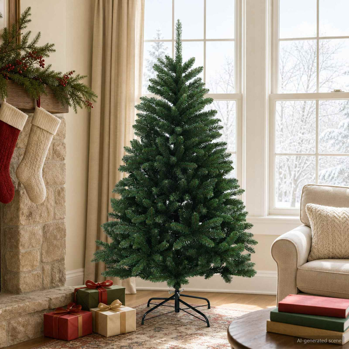 Kunstmatige Inklapbare Kerstboom 150 cm PVC Medium Groen is nu te koop bij PeponiXL, paradijselijk wonen!