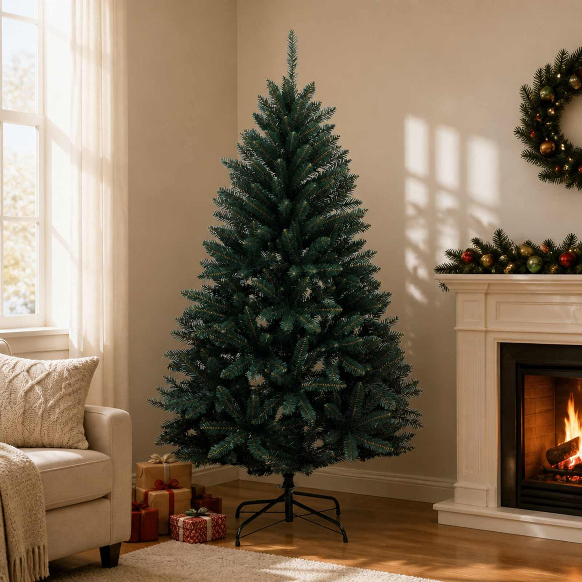 vidaXL Kunstmatige Inklapbare Kerstboom 180 cm PVC Donkergroen