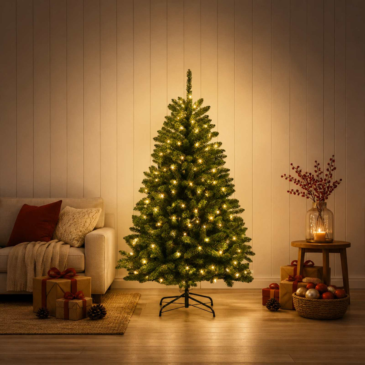 vidaXL Kunstmatige Inklapbare Kerstboom 150 cm 150 LED's Warmwit staal