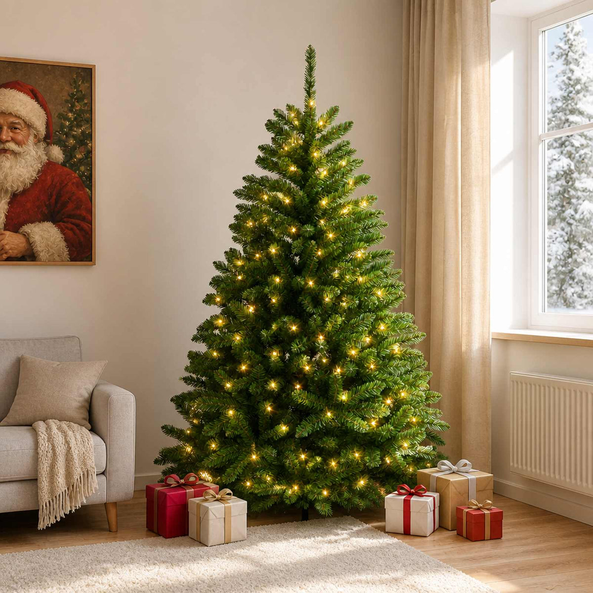 vidaXL Kunstmatige Inklapbare Kerstboom 180 cm 300 LED's Warmwit staal