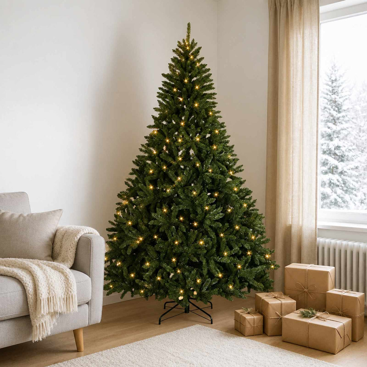 Kunstmatige Inklapbare Kerstboom 210 cm 400 LED's Warmwit staal is nu te koop bij PeponiXL, paradijselijk wonen!
