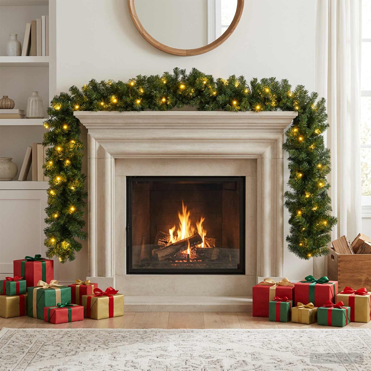 Kerstkrans Groen 270 cm PVC 50 LED's is nu te koop bij PeponiXL, paradijselijk wonen!