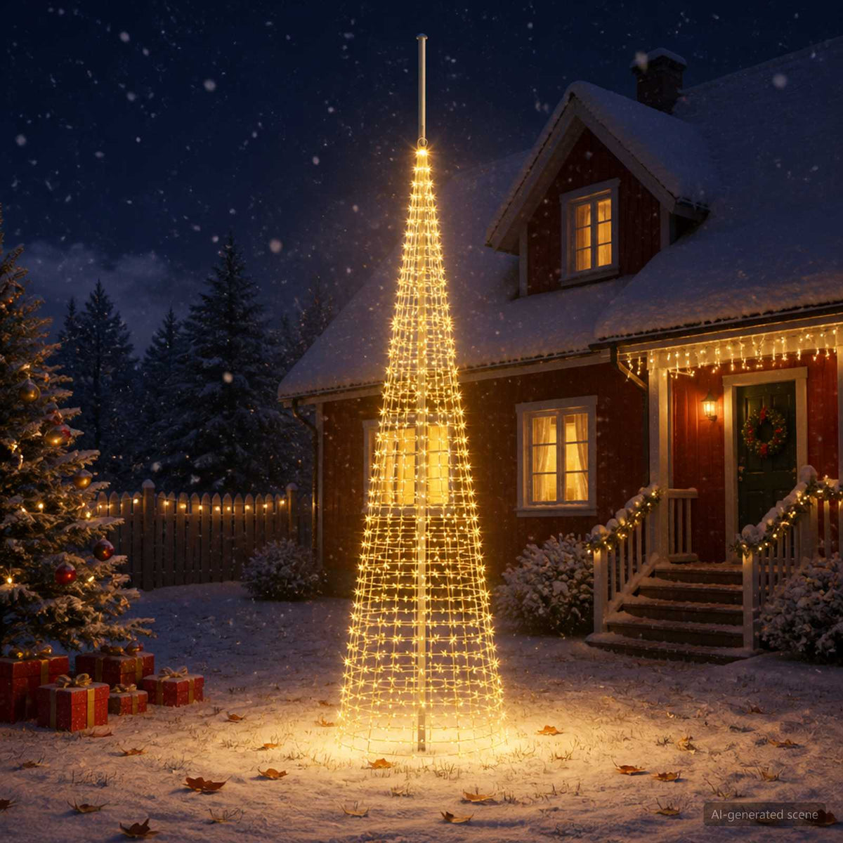 Kerstboomverlichting met grondpen en vlaggenmast 500 cm is nu te koop bij PeponiXL, paradijselijk wonen!