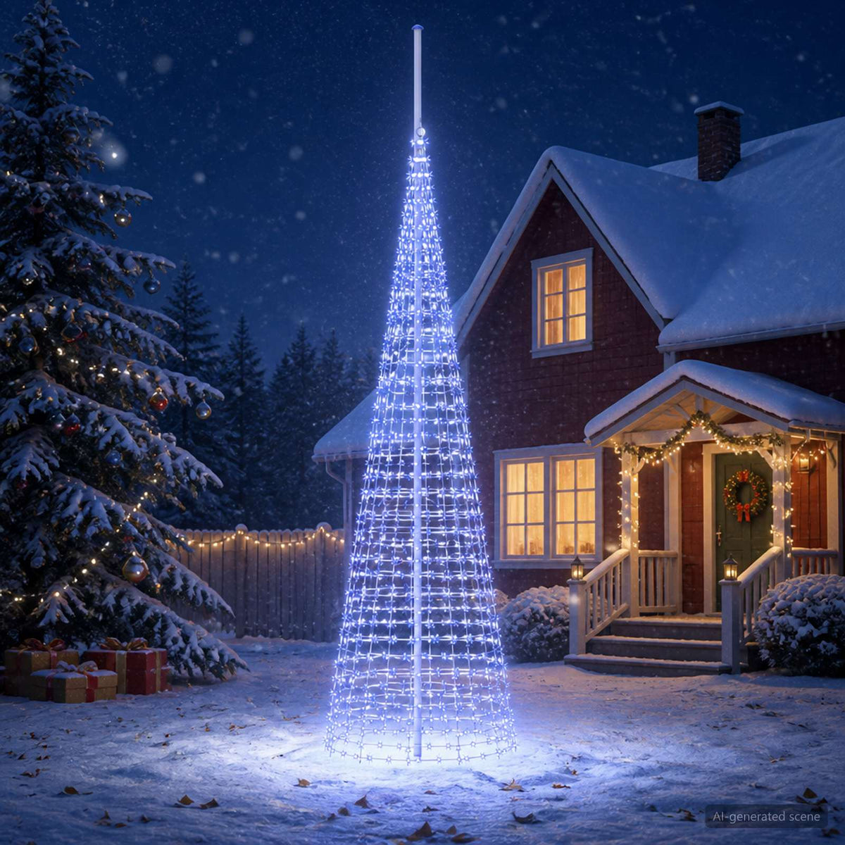 Kerstboomverlichting met grondpen en vlaggenmast 500 cm is nu te koop bij PeponiXL, paradijselijk wonen!