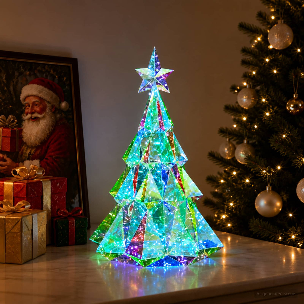 Prismatische iriserende led-kerstboom Meerkleurig Ø 35 x 52 cm is nu te koop bij PeponiXL, paradijselijk wonen!