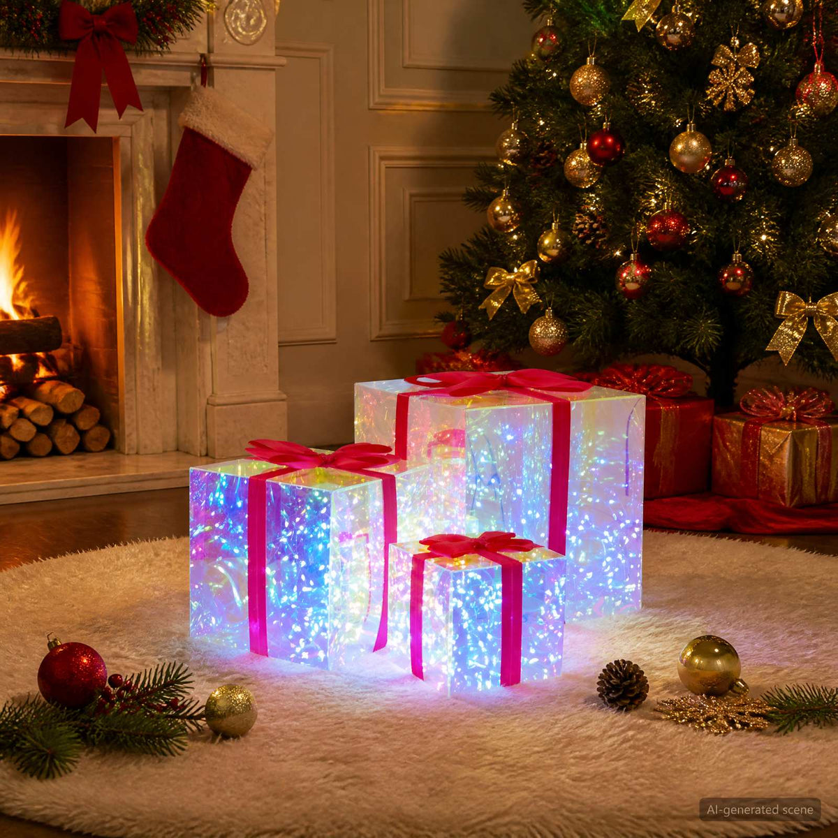 Prismatische iriserende LED-cadeaudoos 3 st Meerkleurig is nu te koop bij PeponiXL, paradijselijk wonen!