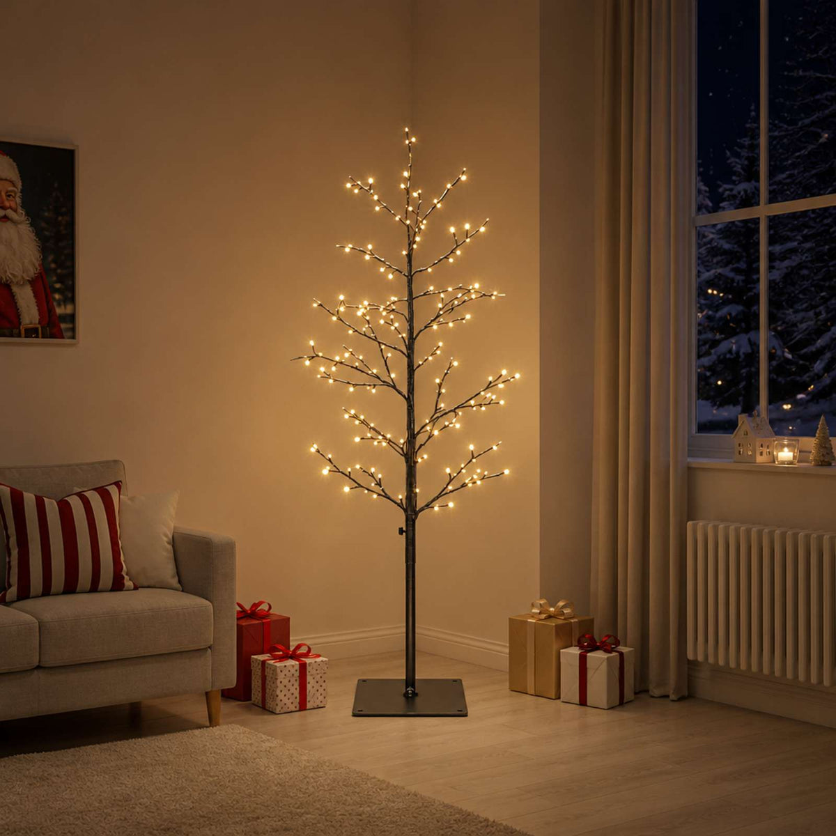 Micro berken kerstboom Zwart 150 cm Staal 360 LED's is nu te koop bij PeponiXL, paradijselijk wonen!
