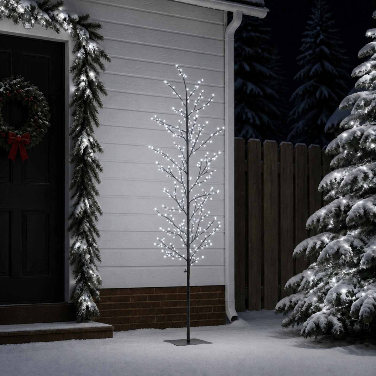 Micro berken kerstboom Zwart 180 cm Staal 459 LED's is nu te koop bij PeponiXL, paradijselijk wonen!
