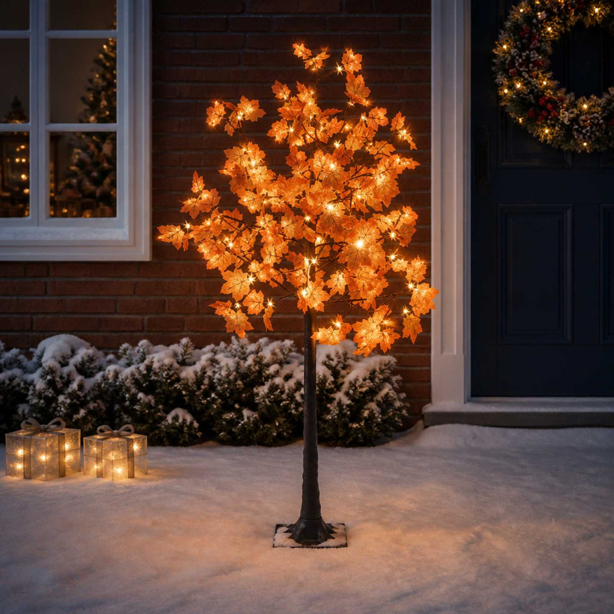 vidaXL LED-kerstboom esdoorn Bruin 22 x 22 x 150 cm Kunststof 96 LED's