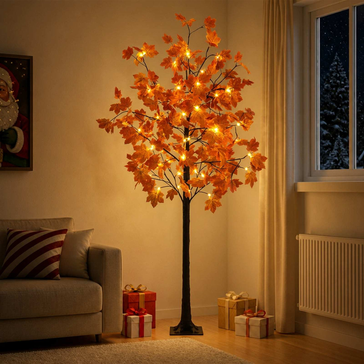 vidaXL LED-kerstboom esdoorn Bruin 180 cm Kunststof 120 LED's