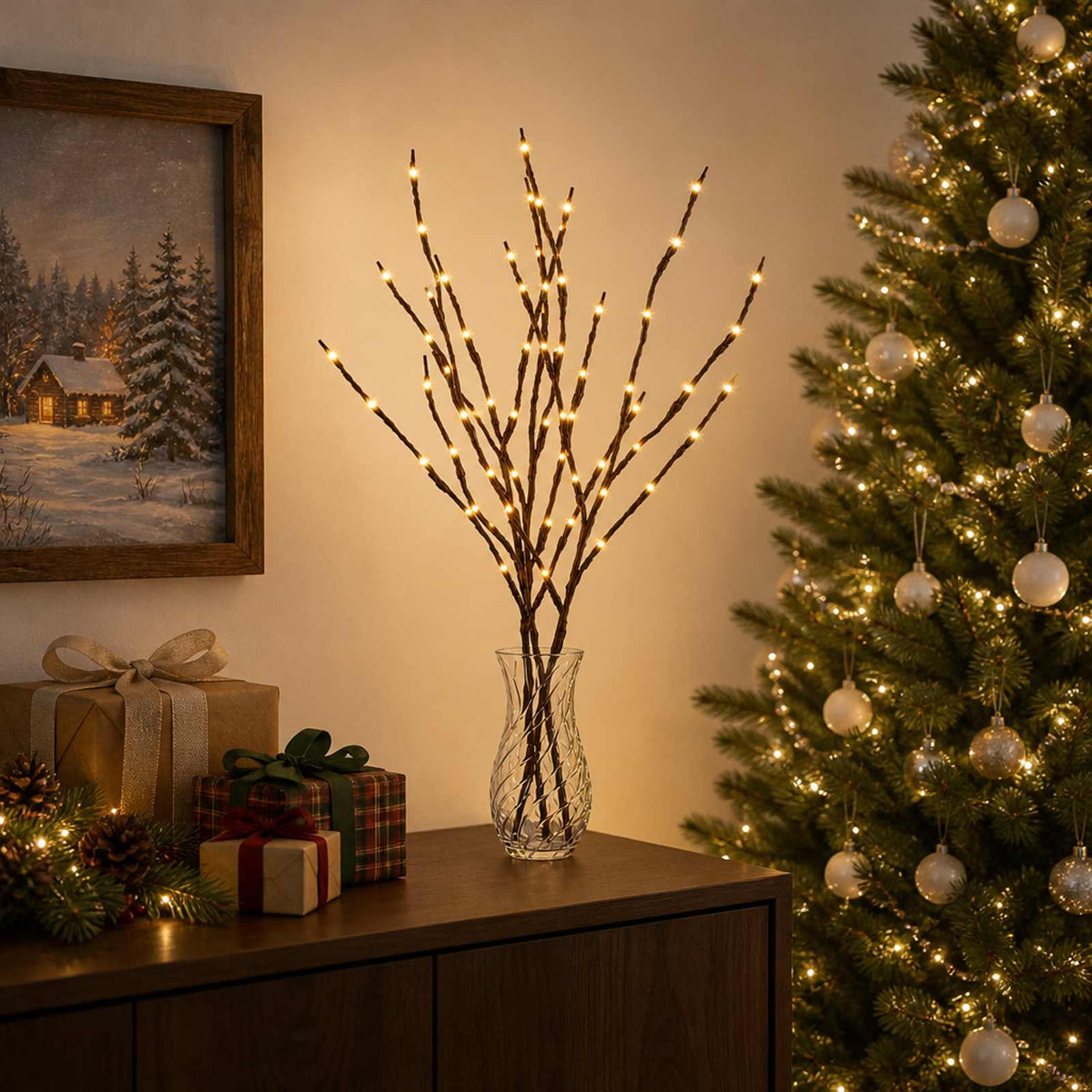 Kersttak met ledverlichting 3 st Bruin 62 cm Staal 60 LED's is nu te koop bij PeponiXL, paradijselijk wonen!