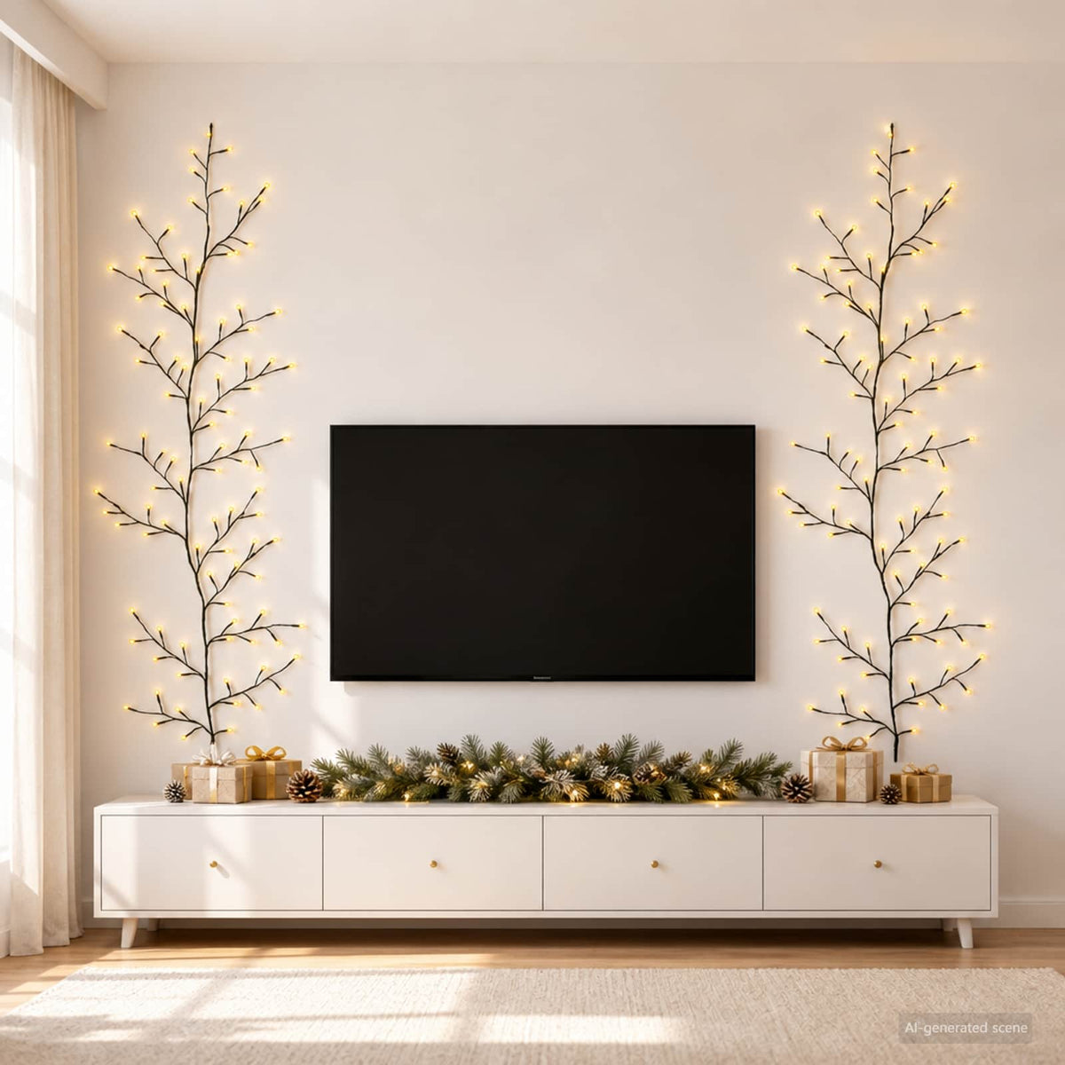 vidaXL LED-wilgenrank kerstdecoratie 2 st Zwart 180 cm Staal 192 LED's