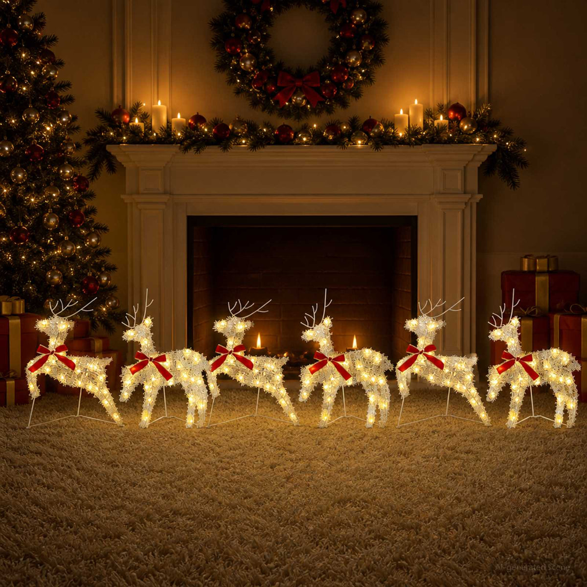 Kerst Rendier 6 st 80 LED's Warmwit 43 x 19 x 65 cm is nu te koop bij PeponiXL, paradijselijk wonen!