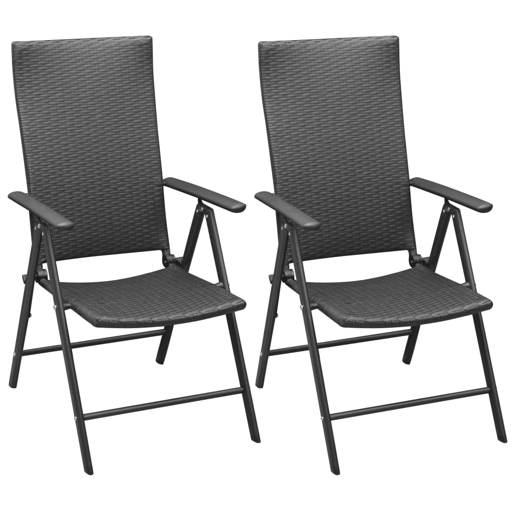 Tuinstoelen stapelbaar 2 st poly rattan zwart is nu te koop bij PeponiXL, paradijselijk wonen!