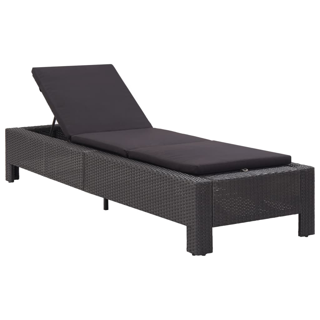 Ligbed met kussen poly rattan zwart is nu te koop bij PeponiXL, paradijselijk wonen!