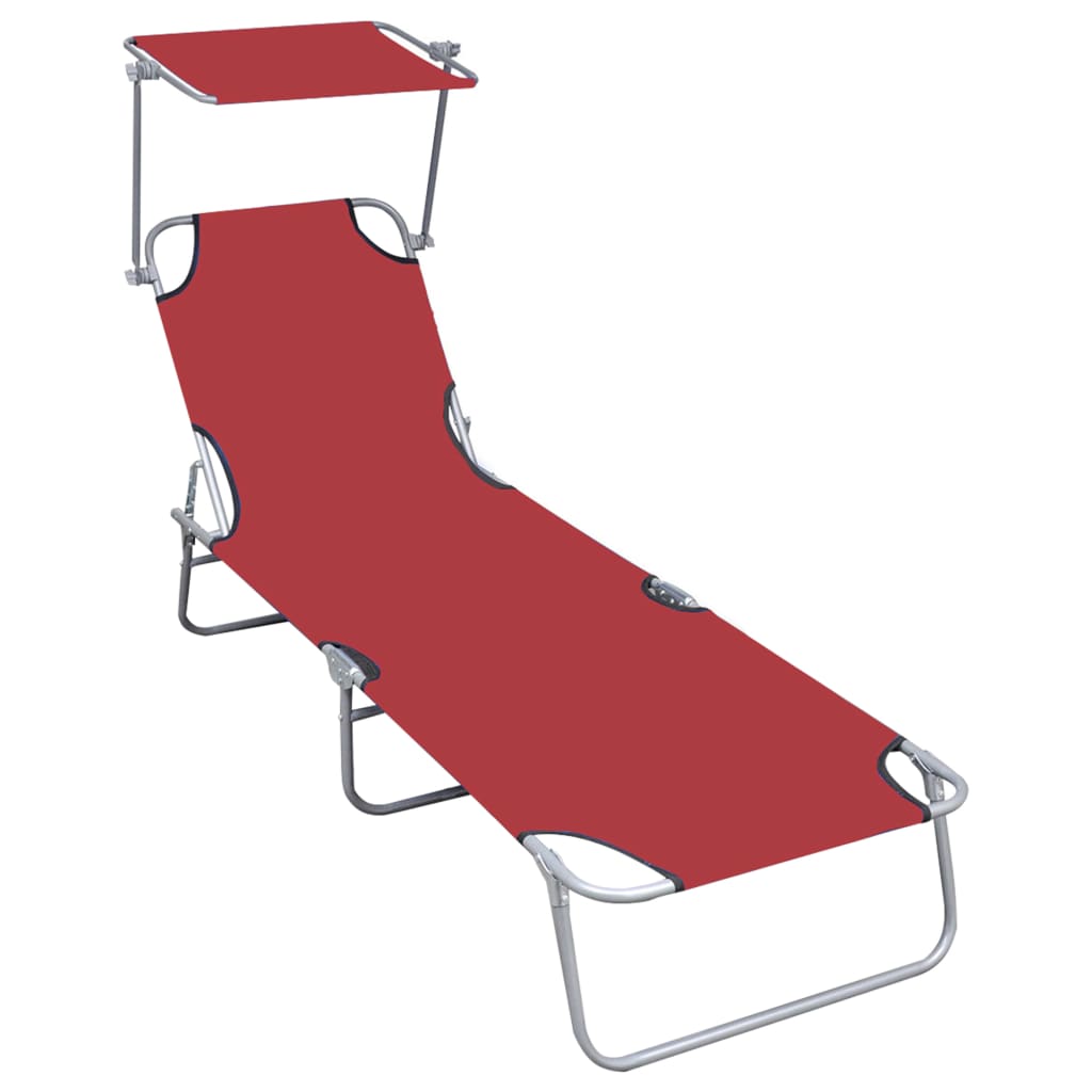 Ligbed inklapbaar met luifel aluminium rood is nu te koop bij PeponiXL, paradijselijk wonen!