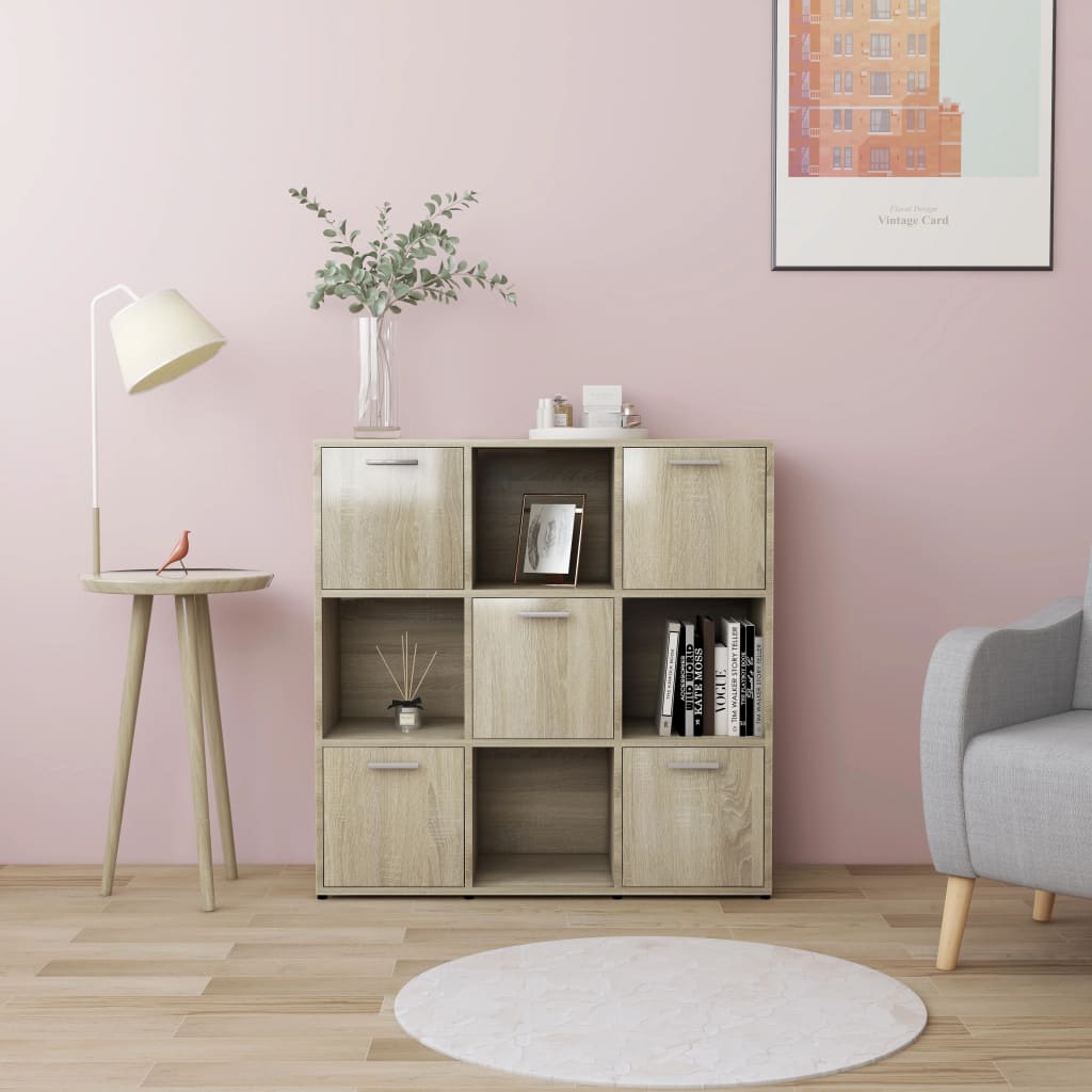 Boekenkast 90x30x90 cm bewerkt hout sonoma eikenkleurig is nu te koop bij PeponiXL, paradijselijk wonen!