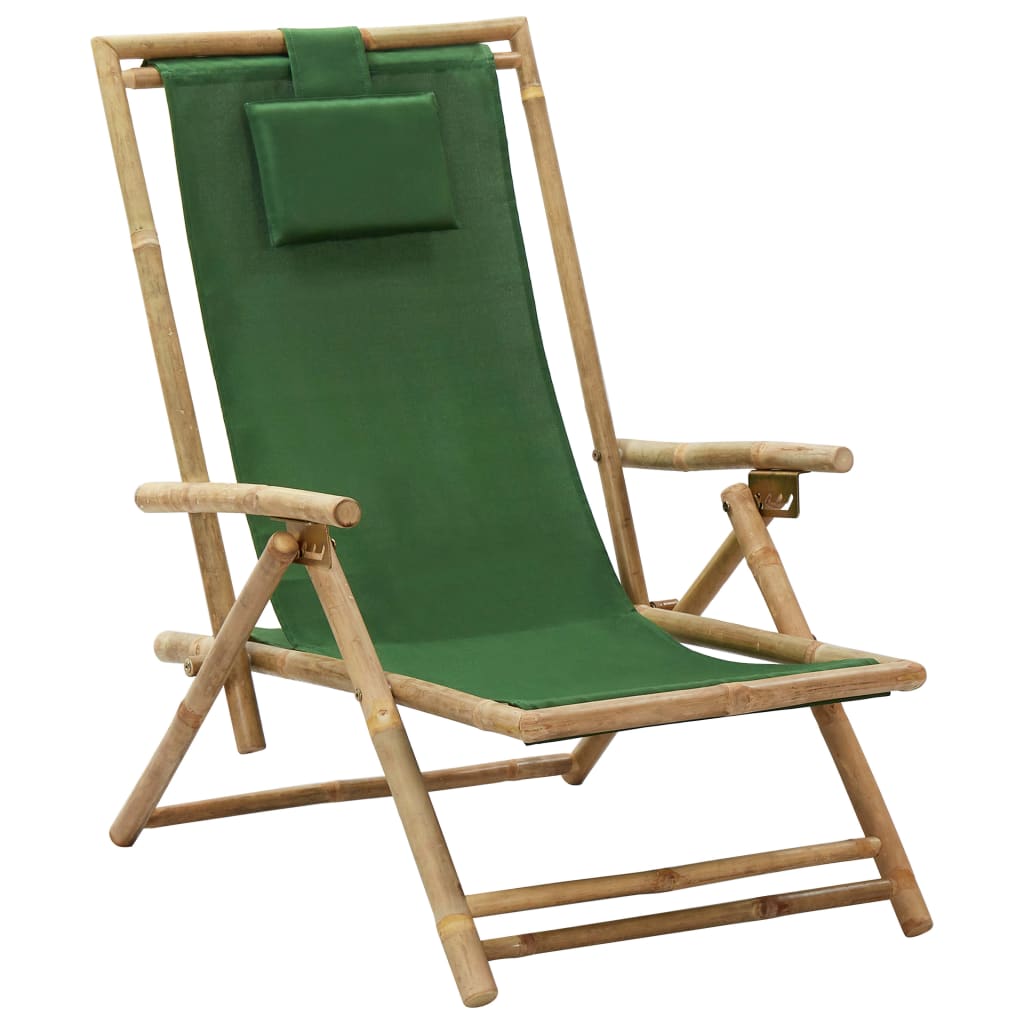 Relaxstoel verstelbaar bamboe en stof groen is nu te koop bij PeponiXL, paradijselijk wonen!