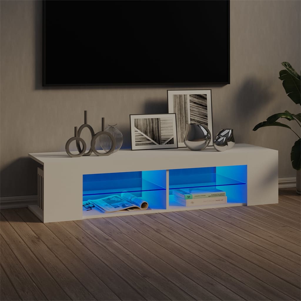 Tv-meubel met LED-verlichting 135x39x30 cm wit is nu te koop bij PeponiXL, paradijselijk wonen!