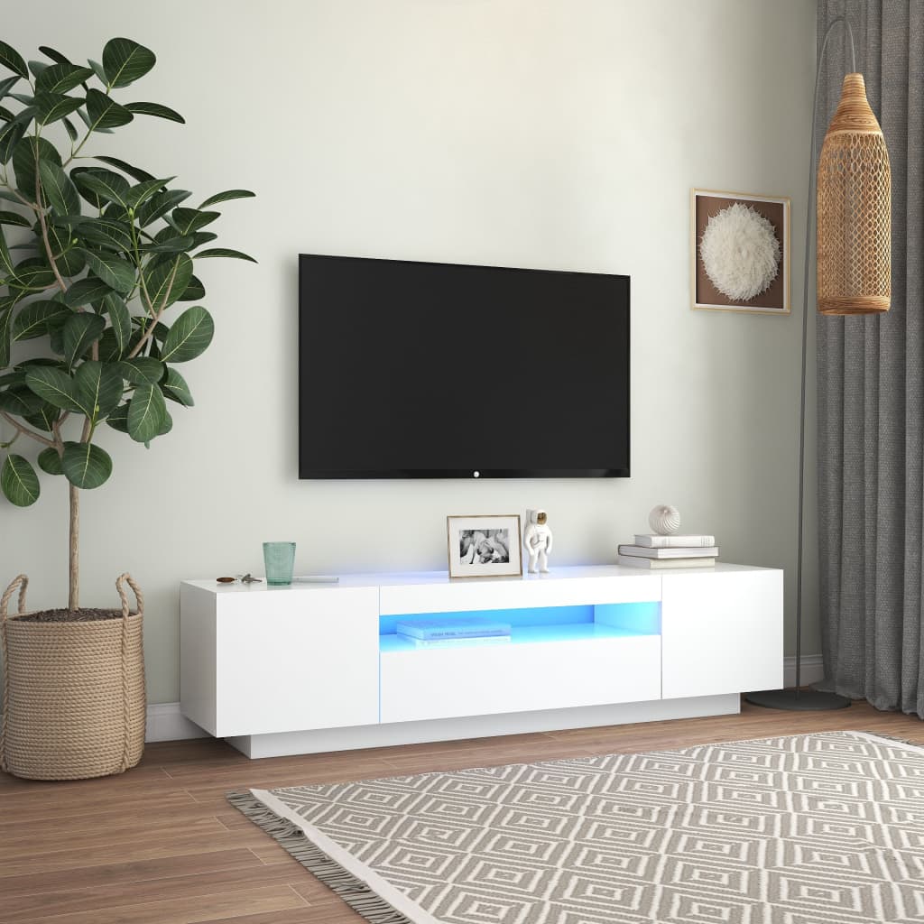 Tv-meubel met LED-verlichting 160x35x40 cm wit is nu te koop bij PeponiXL, paradijselijk wonen!