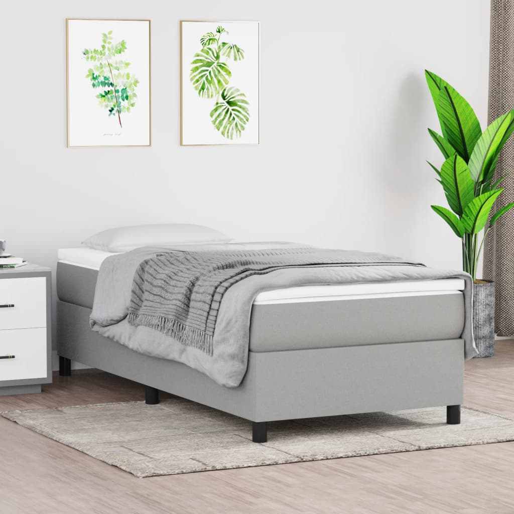 Boxspring bed 100x200 cm stof lichtgrijs is nu te koop bij PeponiXL, paradijselijk wonen!