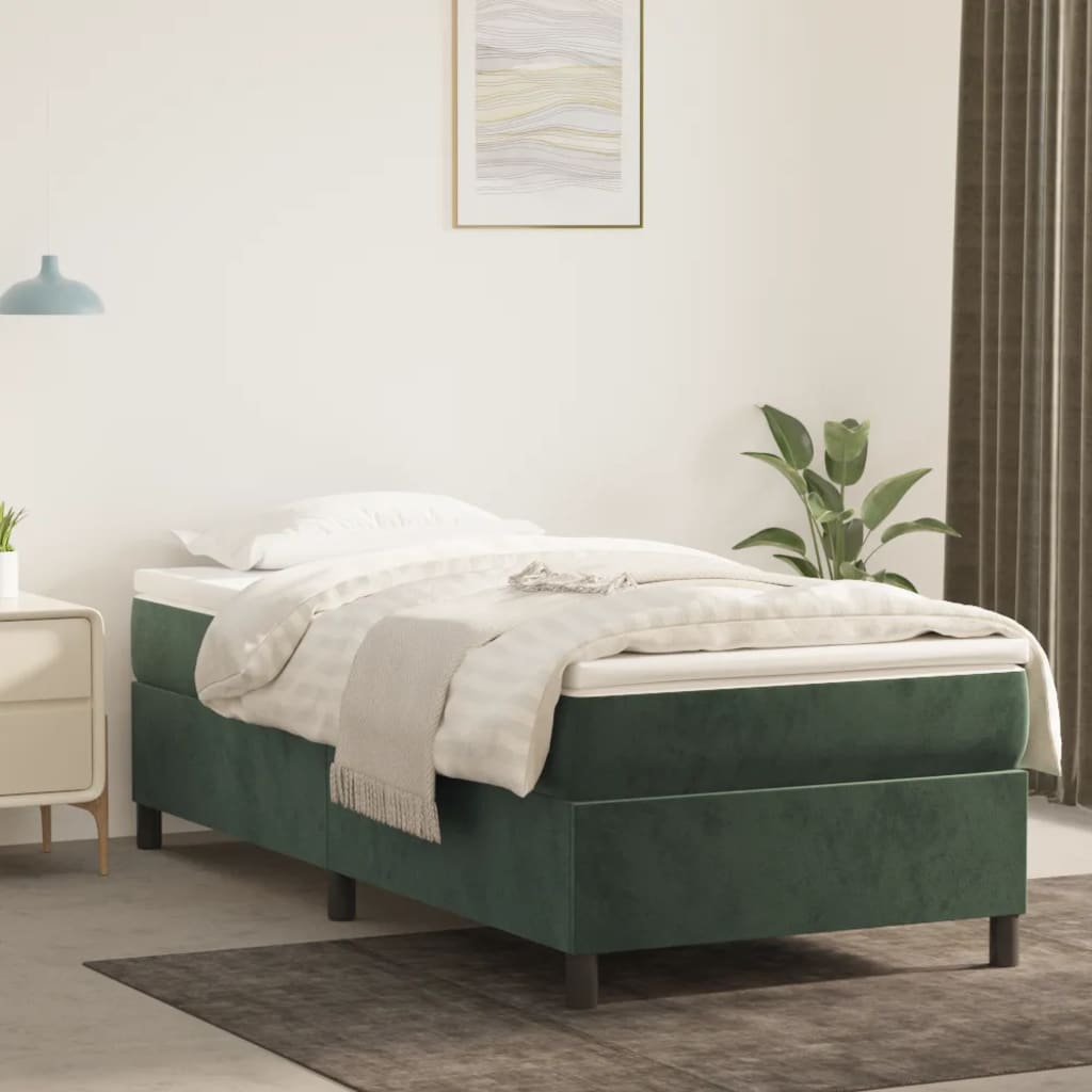 Boxspring bed 90x200 cm fluweel donkergroen is nu te koop bij PeponiXL, paradijselijk wonen!