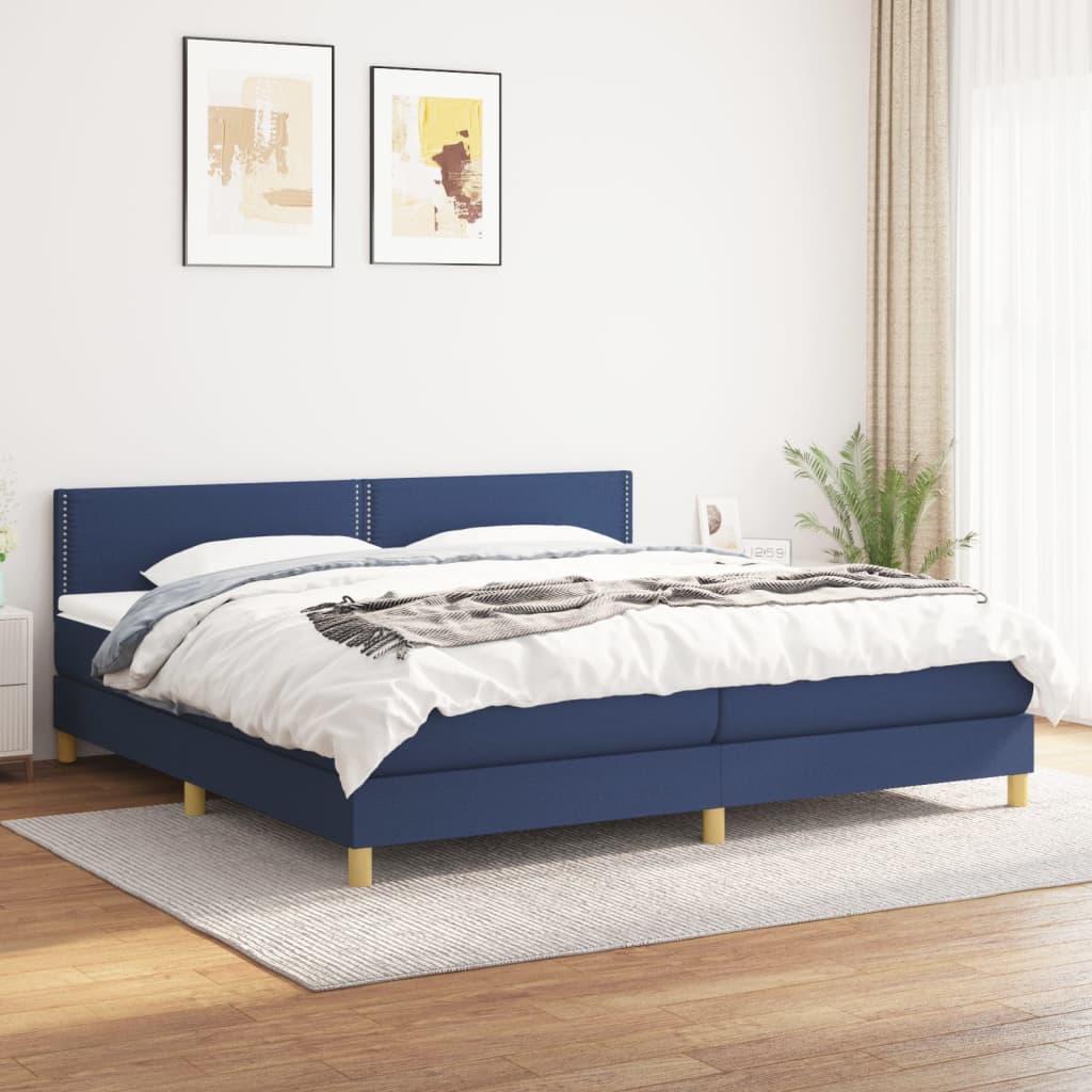Boxspring met matras stof blauw 200x200 cm is nu te koop bij PeponiXL, paradijselijk wonen!