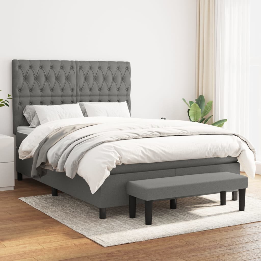 Boxspring met matras stof donkergrijs 140x200 cm is nu te koop bij PeponiXL, paradijselijk wonen!