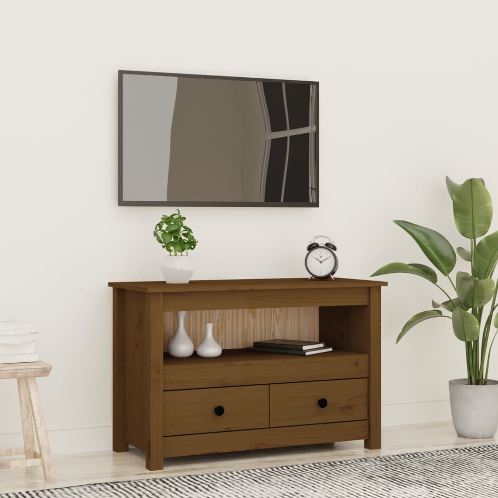 Tv-meubel 79x35x52 cm massief grenenhout honingbruin is nu te koop bij PeponiXL, paradijselijk wonen!
