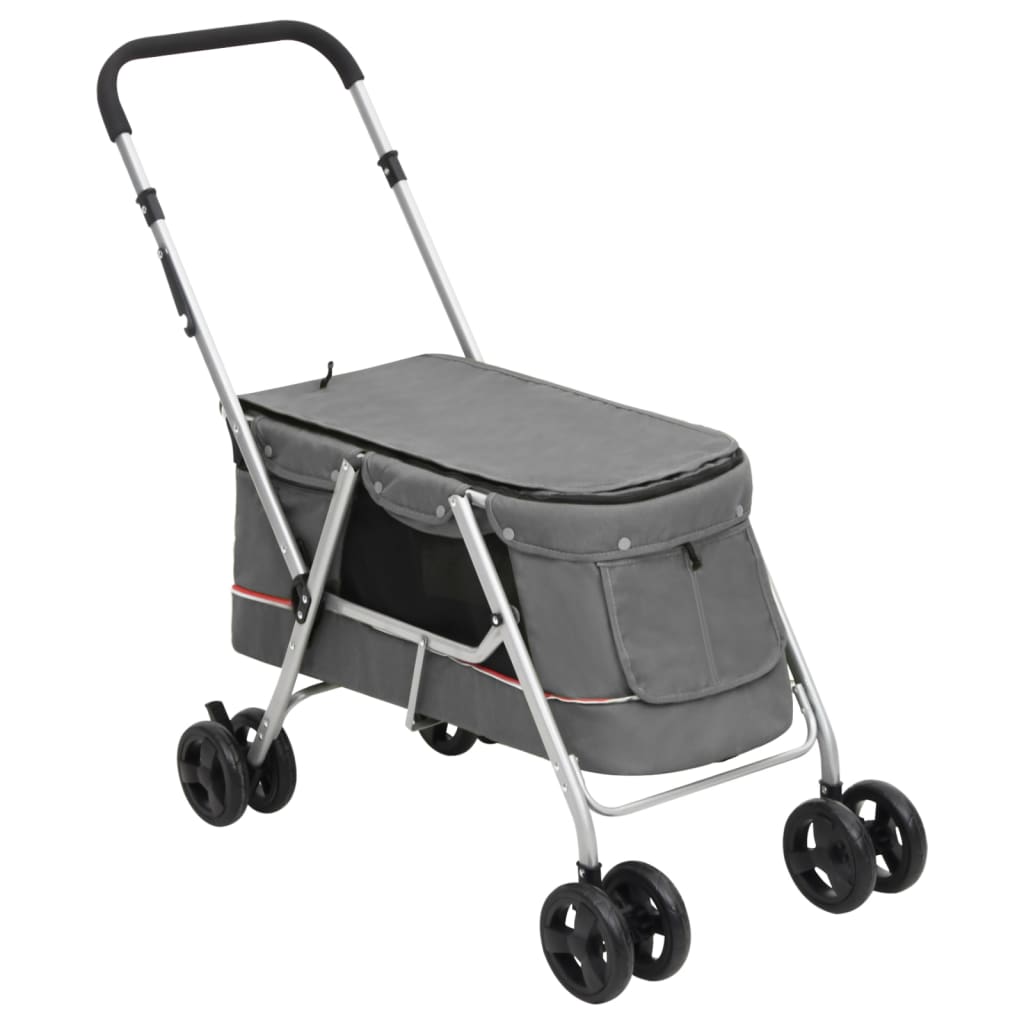 Hondenwagen inklapbaar 100x49x96 cm linnenstof grijs is nu te koop bij PeponiXL, paradijselijk wonen!