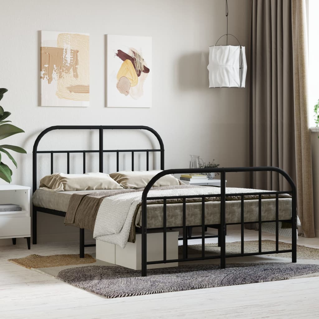 Bedframe met hoofd- en voeteneinde metaal zwart 120x190 cm is nu te koop bij PeponiXL, paradijselijk wonen!
