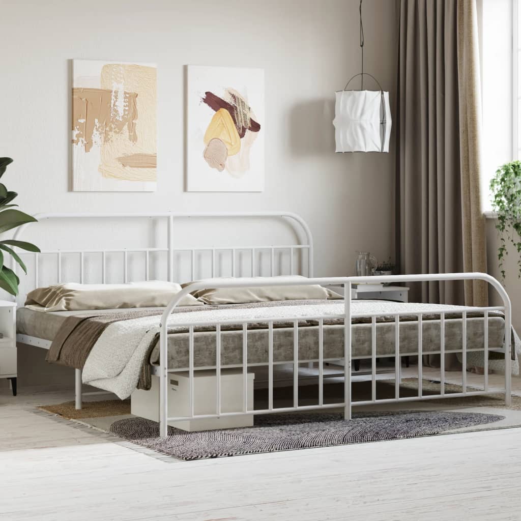 Bedframe met hoofd- en voeteneinde metaal wit 200x200 cm is nu te koop bij PeponiXL, paradijselijk wonen!